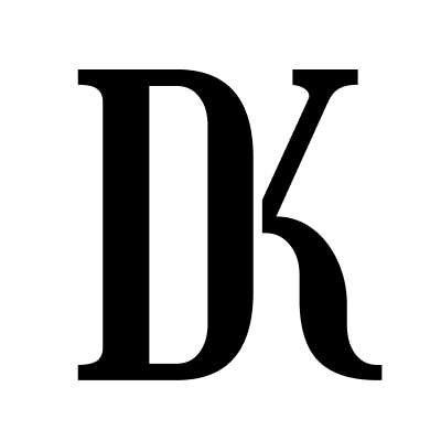 Site logo, displaying a combination of the letters D and K